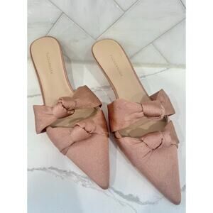 Tuckernuck Blush Bow Kitten Heel Mules Size 11 Romantic Slip On Heels Shoes